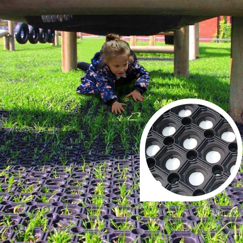 Heavy Duty Rubber Grass Mats - 23mm Thick, Non-Slip, Weather-Resistant, Wheelchair Friendly, Ideal for Car Parks & Grass Areas, Recycled Rubber