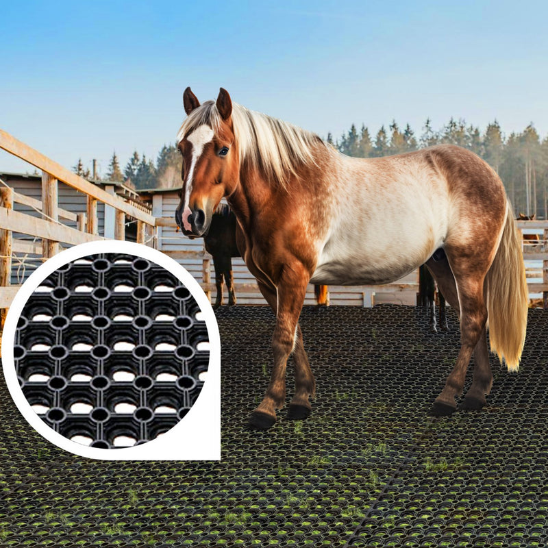 Heavy Duty Gateway Rubber Grass Mats - Non-Slip, Impact-Resistant, Perforated for Drainage - Horse Stable & Outdoor Use, Durable & Hygienic