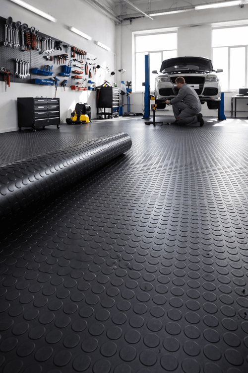 Studded Penny Rubber Flooring Roll | Non-Slip R11 | 3mm 4mm 6mm | Cut to Length