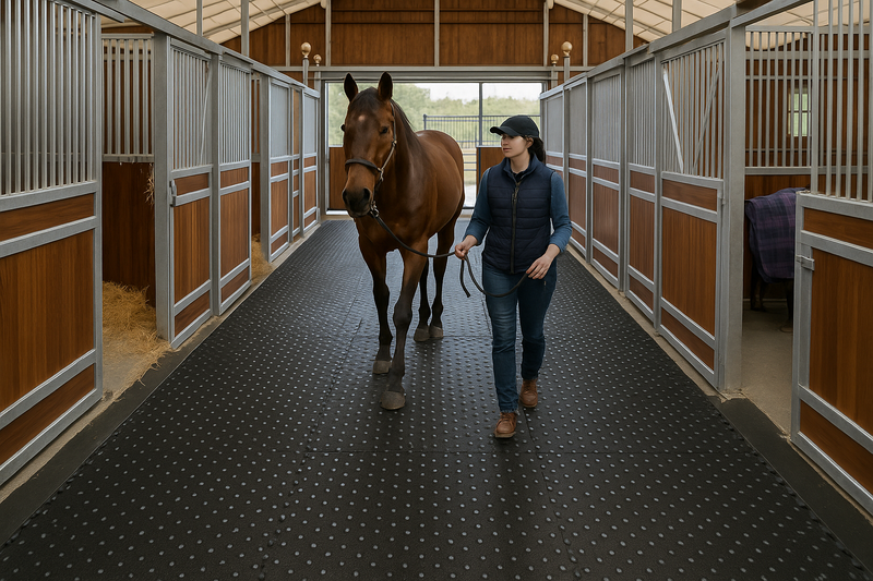 Rubber Co Reversible Stable Matting - Heavy Duty, Non-Slip, Insulating, Bubble & Ribbed Patterns, Easy Clean, Durable Rubber Horse Mats