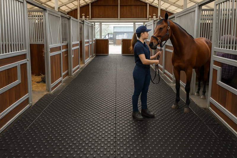 Rubber Co Reversible Stable Matting - Heavy Duty, Non-Slip, Insulating, Bubble & Ribbed Patterns, Easy Clean, Durable Rubber Horse Mats