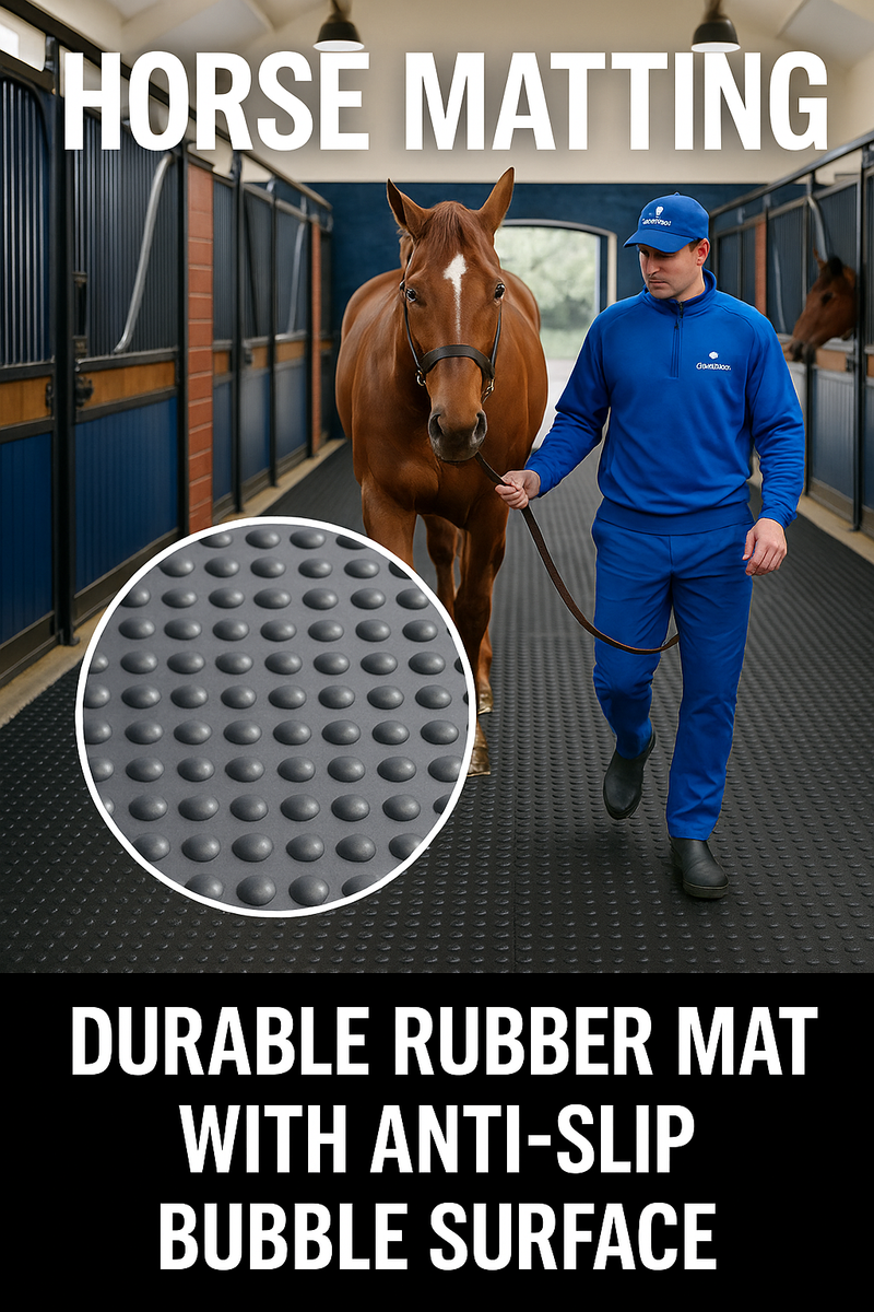 Rubber Co Reversible Stable Matting - Heavy Duty, Non-Slip, Insulating, Bubble & Ribbed Patterns, Easy Clean, Durable Rubber Horse Mats