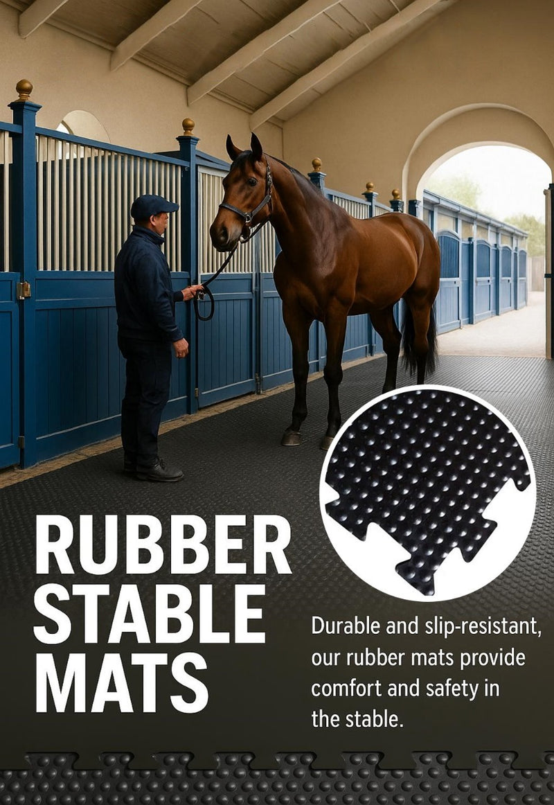 Rubber Co Reversible Stable Matting - Heavy Duty, Non-Slip, Insulating, Bubble & Ribbed Patterns, Easy Clean, Durable Rubber Horse Mats