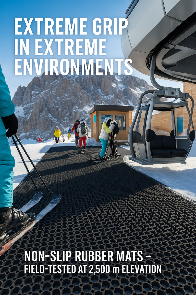 Extra Heavy Duty Open Ring Wet Area Matting - Slip-Resistant, Anti-Fatigue Rubber Mats for Wet Areas, Black, 23mm Thick