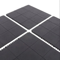 Interlocking Rubber CrossFit Gym Mats | Shock Absorbing Non-Slip - Black Tile / Tile - 36 inch x 36 inch x 17mm