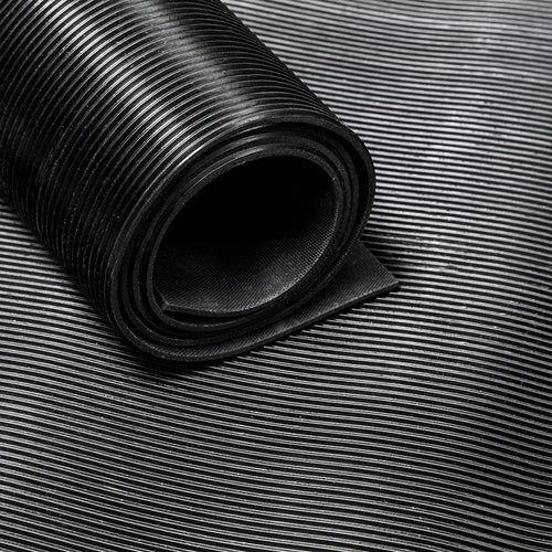Economical Heavy Duty Fine Ribbed Rubber Matting Rolls Slip Resistant Directional Ribbed Surface
