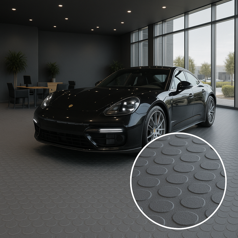Heavy-Duty Stud Dot Rubber Flooring – 2m Wide | Anti-Slip & Durable Linear Metre