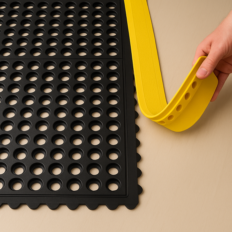 Interlocking Rubber Industrial Anti-Slip Mats with Drainage Holes Nitrile Rubber, Oil & Grease Resistant Anti-Fatigue, Non-Slip Safety Mat