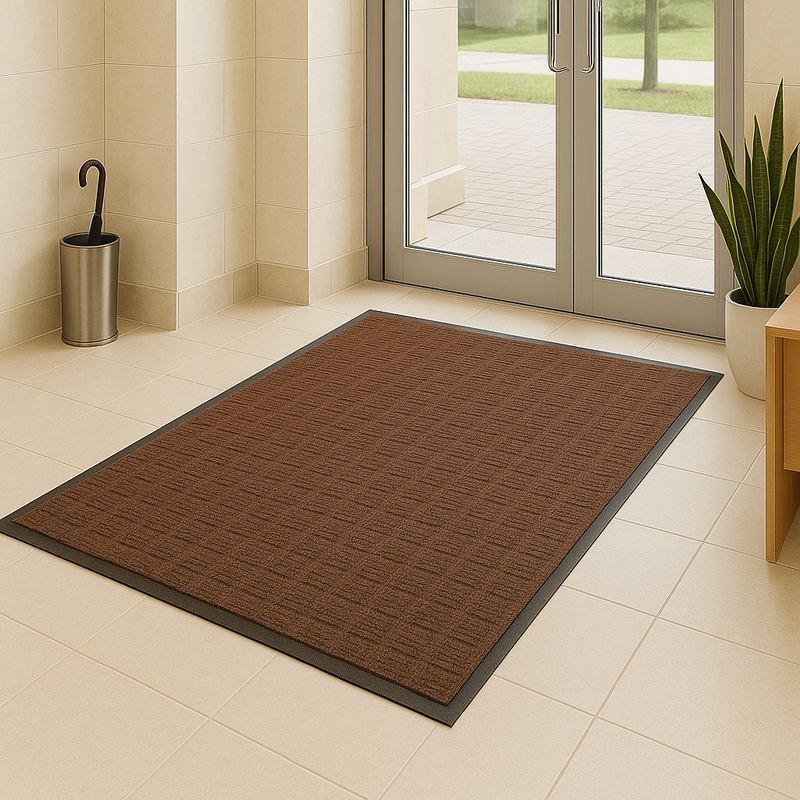 Heavy Duty Rubber Backed Barrier Mat - Durable Polypropylene Carpet, Anti-Trip Bevelled Edges, 3mm Pile Height, Moisture & Dirt Trapping