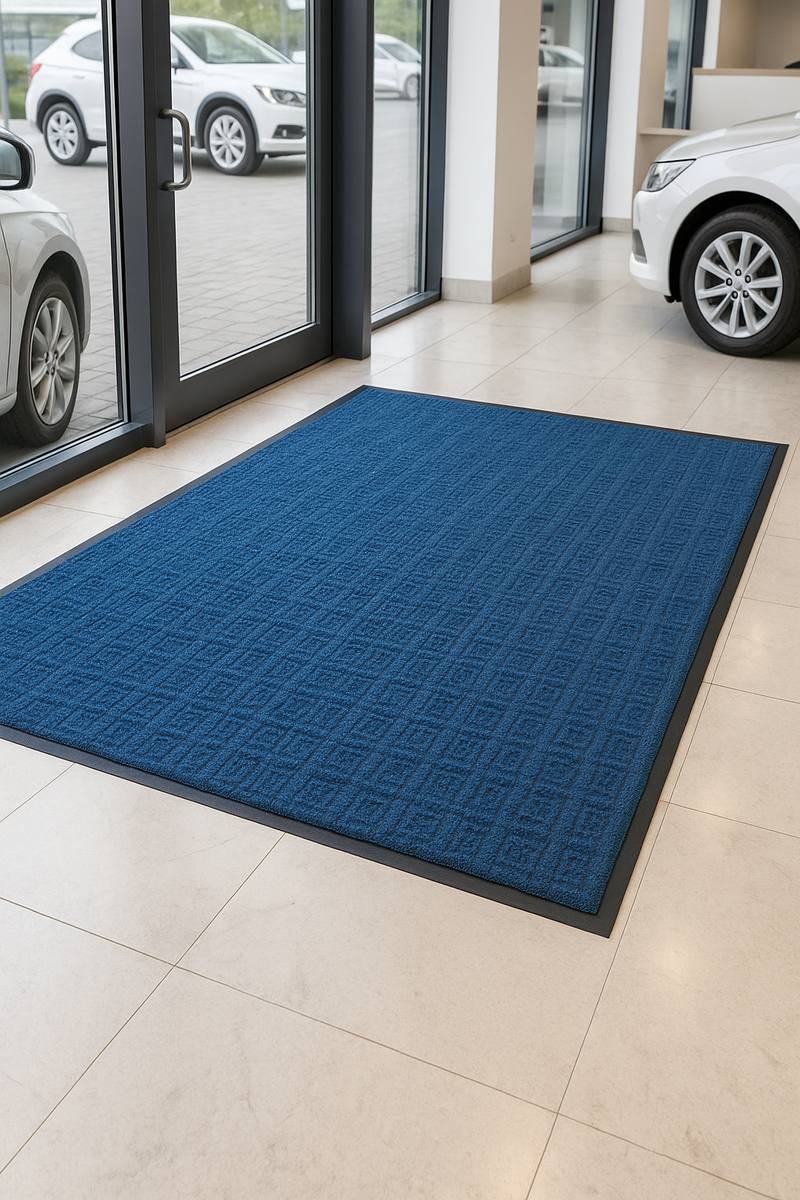 Heavy Duty Rubber Backed Barrier Mat - Durable Polypropylene Carpet, Anti-Trip Bevelled Edges, 3mm Pile Height, Moisture & Dirt Trapping