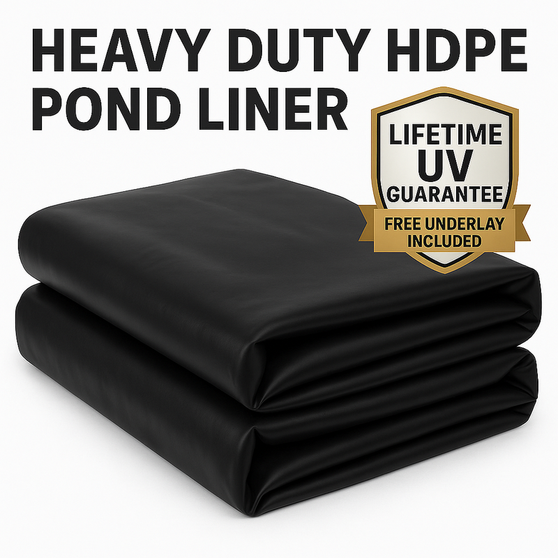 Heavy Duty UV Resistant HDPE Pond Liner with Lifetime Guarantee & Free Underlay – 0.35mm Thick, Durable, and Long-Lasting Pond Lining Solution
