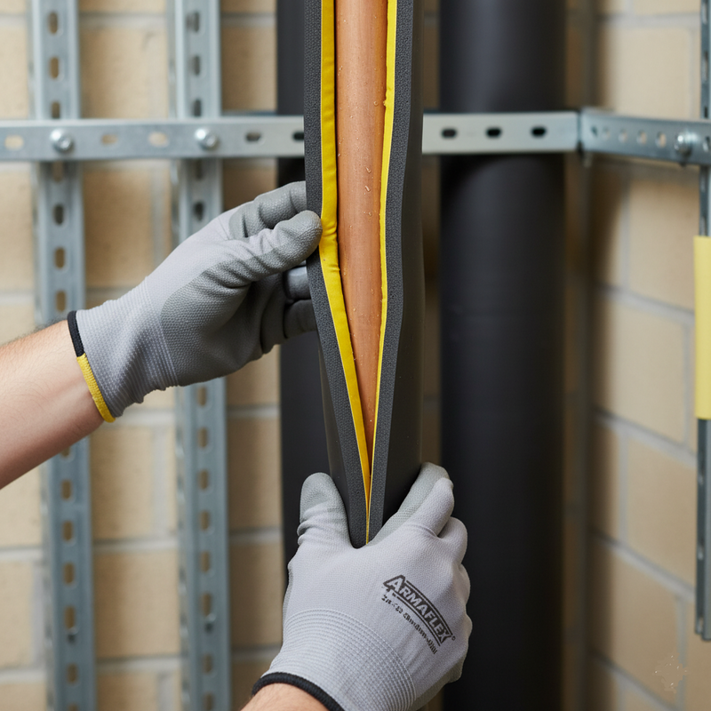 Self-Seal Pipe Insulation Foam Black 20mm Bore × 2m Length