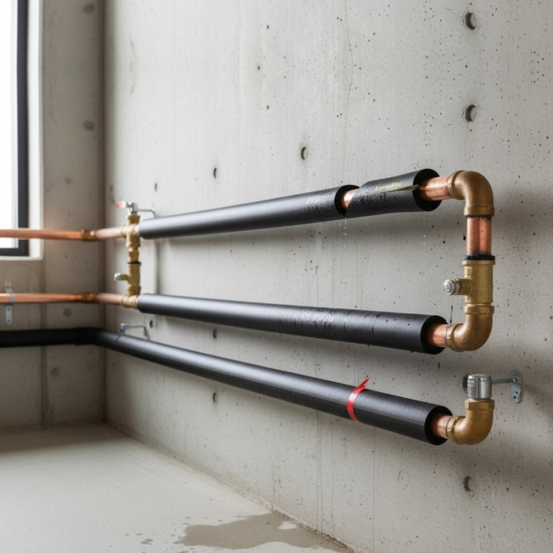 Self-seal closure feature on black nitrile pipe insulation