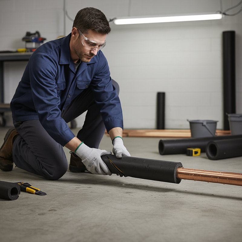 Self-seal nitrile foam insulation tube, black, 2 m length
