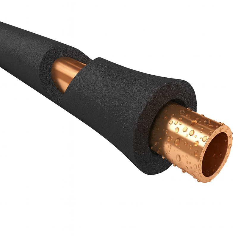 Self seal pipe insulation foam black 22mm x 9mm wall 2m