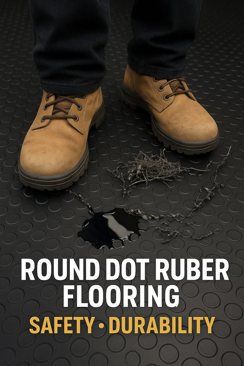 Premium R11 Rubber Garage Flooring Dot Penny Pattern Oil-Resistant, Anti-Slip, Heavy-Duty Matting for Garages & Workshops