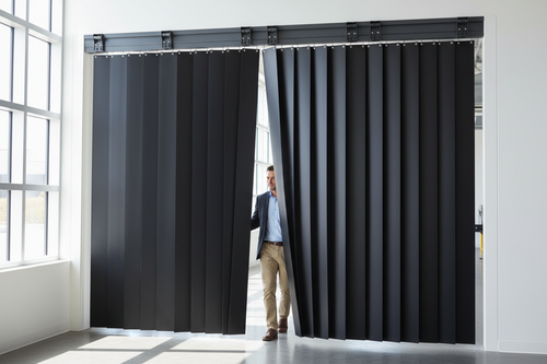 Black Opaque QuickMount Curtains | Privacy, Blackout & Noise Barrier