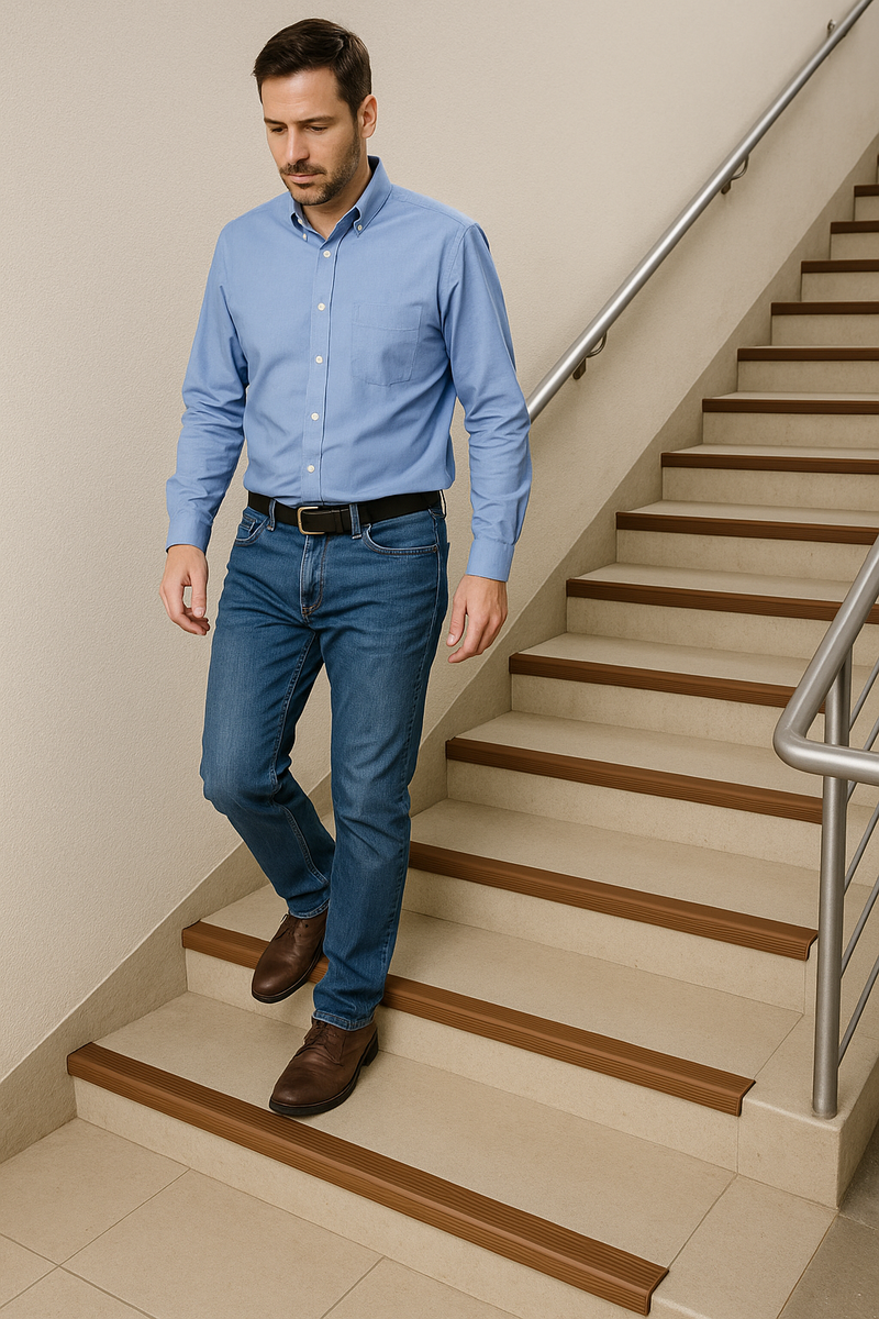 Rubber Stair Nosing Edge Trim – Heavy-Duty Anti-Slip Flexible Rubber Step Protector 50×45 mm | Commercial Stair Edging | BS 8300 & Doc K Compliant | Tested to BS 7976 | UK Trade Supplier