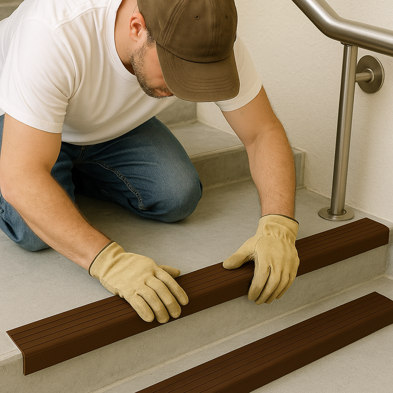 Rubber Stair Nosing Edge Trim – Heavy-Duty Anti-Slip Flexible Rubber Step Protector 50×45 mm | Commercial Stair Edging | BS 8300 & Doc K Compliant | Tested to BS 7976 | UK Trade Supplier