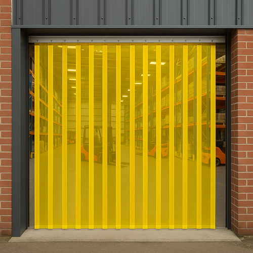 Yellow PVC Strip Curtain Rolls 50m | Industrial PVC Screening