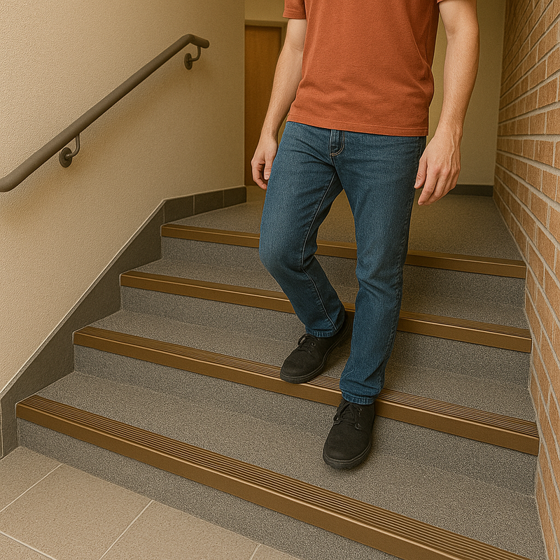 Anodised Aluminium Non-Slip Stair Nosing Edge Trim Ribbed Treads, Heavy Duty, 900mm x 65mm, Ideal for Wood, Carpet, Tile, Vinyl, Multiple Colours