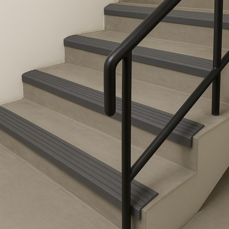 Rubber Stair Nosing Edge Trim – Heavy-Duty Anti-Slip Flexible Rubber Step Protector 50×45 mm | Commercial Stair Edging | BS 8300 & Doc K Compliant | Tested to BS 7976 | UK Trade Supplier