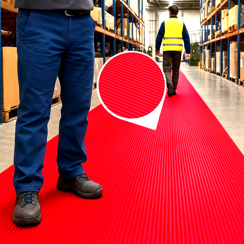 Fine Ribbed PVC Matting – Slip-Resistant, Chemical & Oil Resistant, 1m x 25m Roll