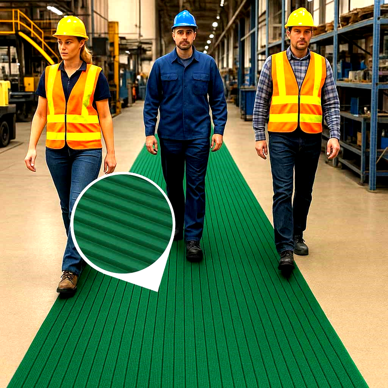 Ribbed PVC Matting Roll – 20m x 1m – Anti-Fatigue, Slip-Resistant, Chemical Resistant – Ideal for Industrial Workstations & Production Lines