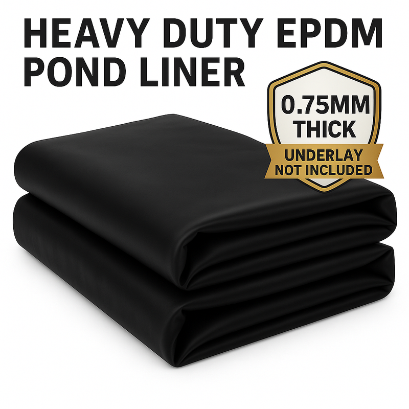 Heavy Duty UV Resistant EPDM Pond Liner 0.75mm Durable, Flexible, Weatherproof for Long-lasting Pond Protection