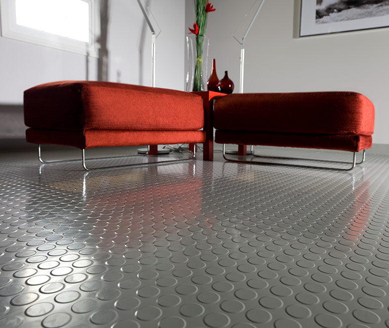 Non-Slip Rubber Flooring Rolls Studded Dot Penny Pattern for Superior Traction and Durability