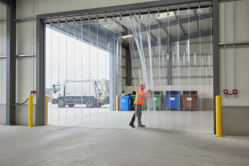 Refuse & Recycling Centre Strip Curtains | Heavy Duty 400mm Clear PVC