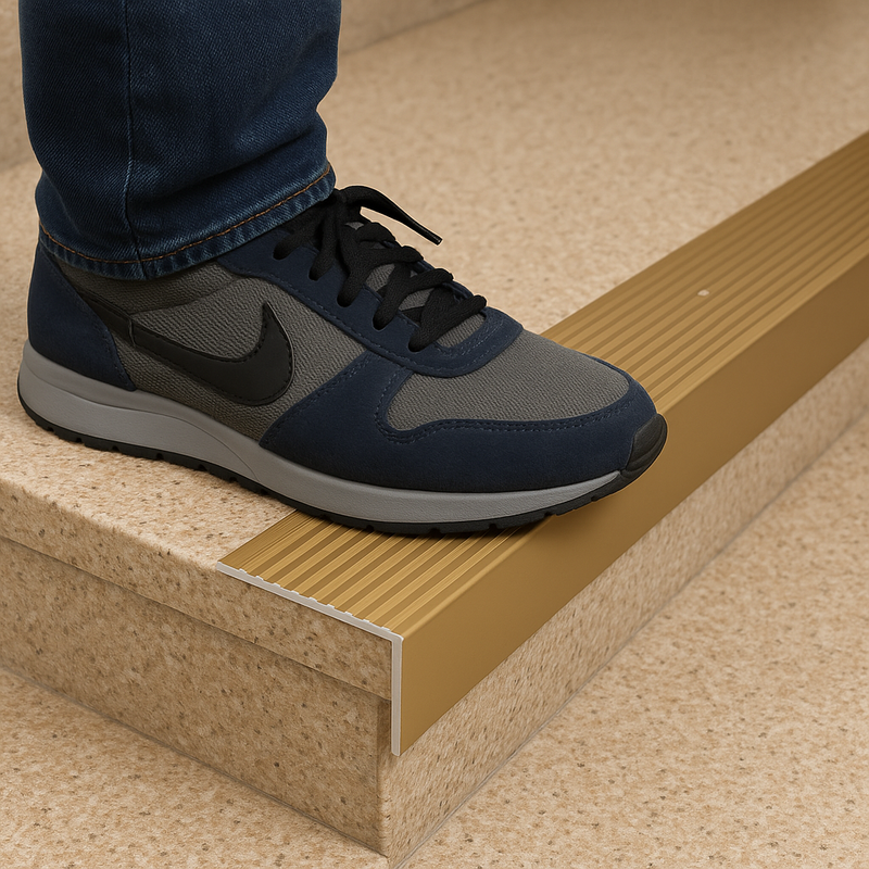 Anodised Aluminium Non-Slip Stair Nosing Edge Trim Ribbed Treads, Heavy Duty, 900mm x 65mm, Ideal for Wood, Carpet, Tile, Vinyl, Multiple Colours