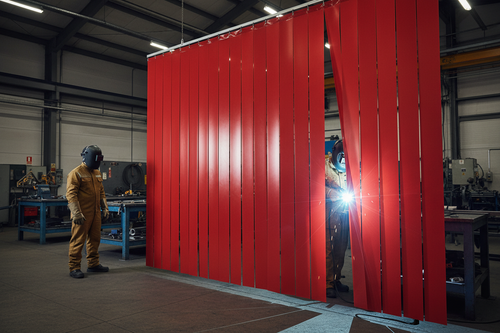 Opaque Red PVC Strip Cut to Size | Heavy Duty Privacy Curtain 200-400mm