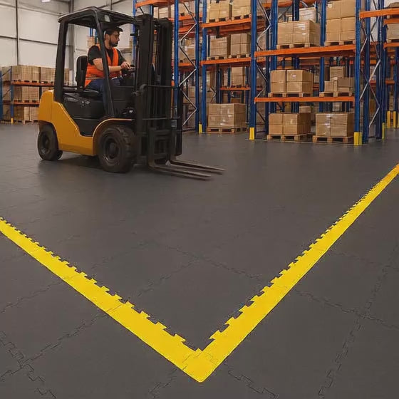 Rubberco Interlocking 10mm Ultra Heavy Duty PVC Floor Tiles for Warehouse, Aircraft Hangar & Fire Stations