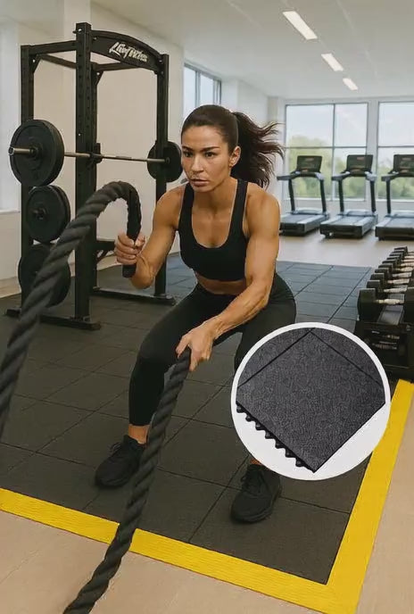 Interlocking CrossFit Gym Mats - Shock Absorbing, Non-Slip Rubber Flooring, Durable, Easy Install, Customisable, Ideal for Weightlifting & Home Gyms