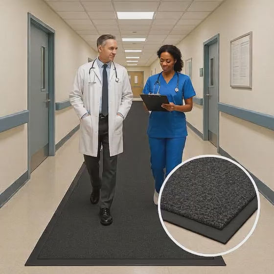 Heavy Duty Non-Slip Barrier Runner Mat High Traffic Entrance Mat Dual-Level Surface Durable Polymer Base Bevelled Edges Indoor/Outdoor Use
