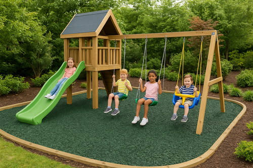 Premium Moss Green Rubber Chippings – Eco-Friendly Mulch for Playgrounds, Gardens & Landscaping | Durable, Soft-Fall Surface