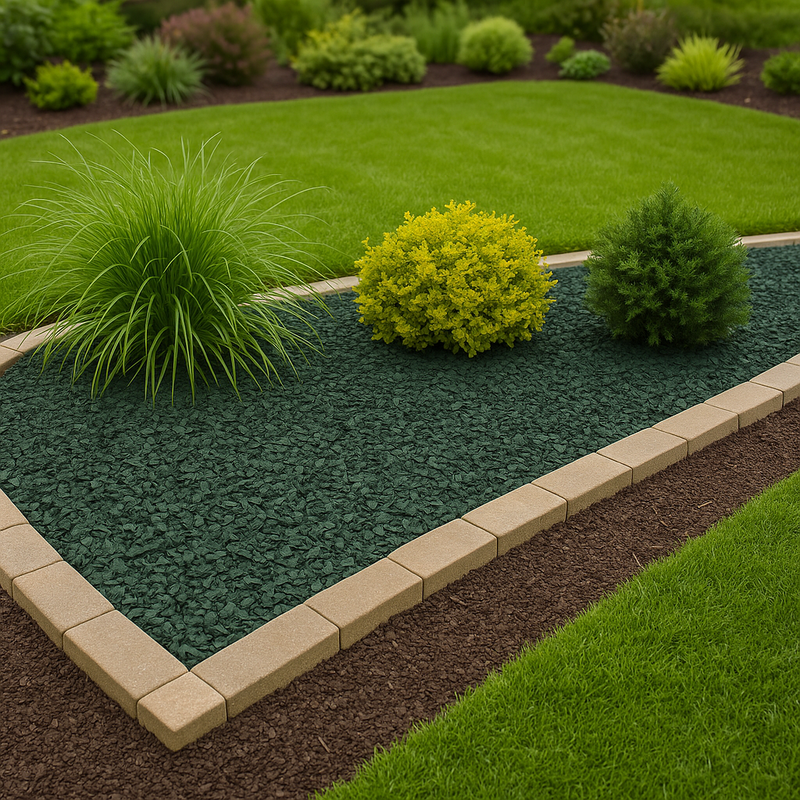 Premium Moss Green Rubber Chippings – Eco-Friendly Mulch for Playgrounds, Gardens & Landscaping | Durable, Soft-Fall Surface