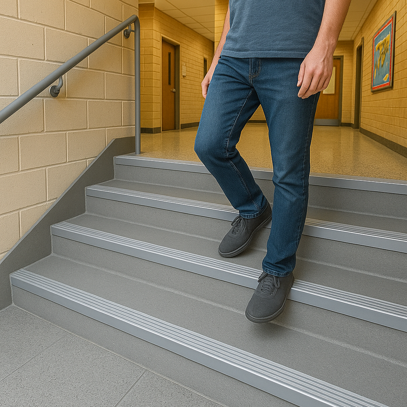 Anodised Aluminium Non-Slip Stair Nosing Edge Trim Ribbed Treads, Heavy Duty, 900mm x 65mm, Ideal for Wood, Carpet, Tile, Vinyl, Multiple Colours