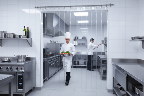 Standard Clear Strip Curtains Hook-On | Energy-Saving with Stainless Rails