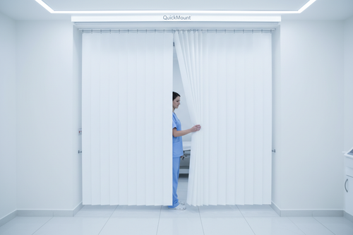 White Opaque QuickMount Curtains | Privacy & Blackout PVC Strips