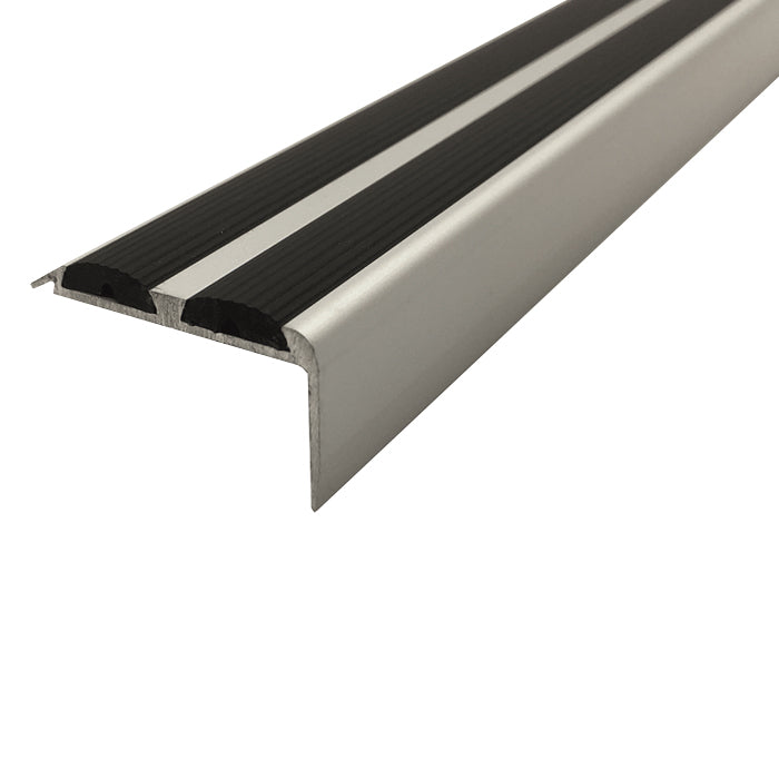 Anodised Aluminium Non Slip Rubber Stair Nosing Edge Trim With Inserts