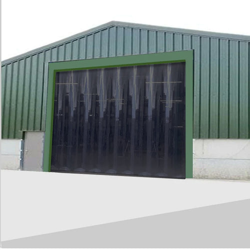 Heavy Duty Agricultural Strip Curtains, Solid Opaque Black Weatherproof PVC, Swivel Hinge Rail Kit for Barns, Sheds, Poultry & Farm Use