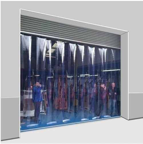 Energy-Saving Workshop & Unit Door Curtains - Clear PVC, Hook-On, Stainless Steel Rail Kit, Dust & Noise Control, Up to 4000mm High