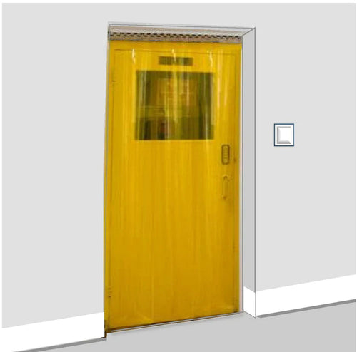 Transparent Yellow PVC Strip Curtains - Hook-on, Energy-Saving, Flexible, for Pedestrian Doorways, Includes Stainless Steel Rails - 0°C to +40°C