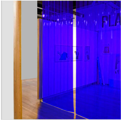 
          Transparent Blue Exhibition & Event Strip Curtains (Hook On)