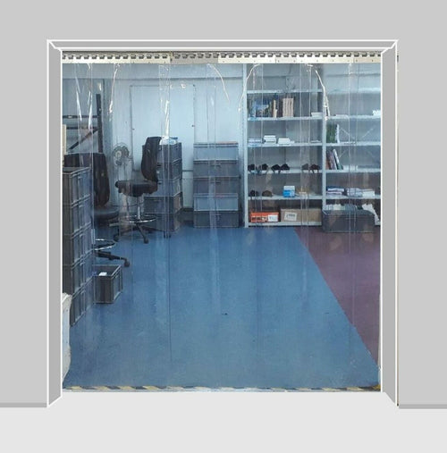 Department Entrance PVC Strip Curtains (Hook On) - Energy-Saving, Clear, Flexible, Noise-Reducing Curtain Kit with Stainless Steel Rails for Doorways