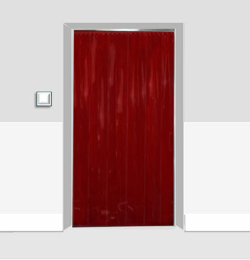 Solid Red PVC Strip Curtains (Hook-on) - Energy Saving, Privacy, and Weather Protection for Doorways - Includes Stainless Steel Rails, Flexible and Durable