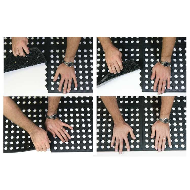 Non Slip Heavy Duty Rubber Link Mats with Drainage Holes - Rubber Co