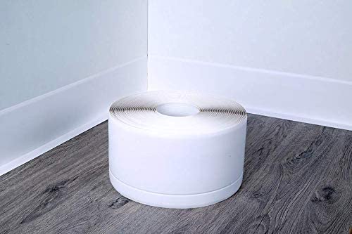 10M PVC Flexible Skirting Board 100mm x 25mm For Bathroom And Kitchen Surfaces